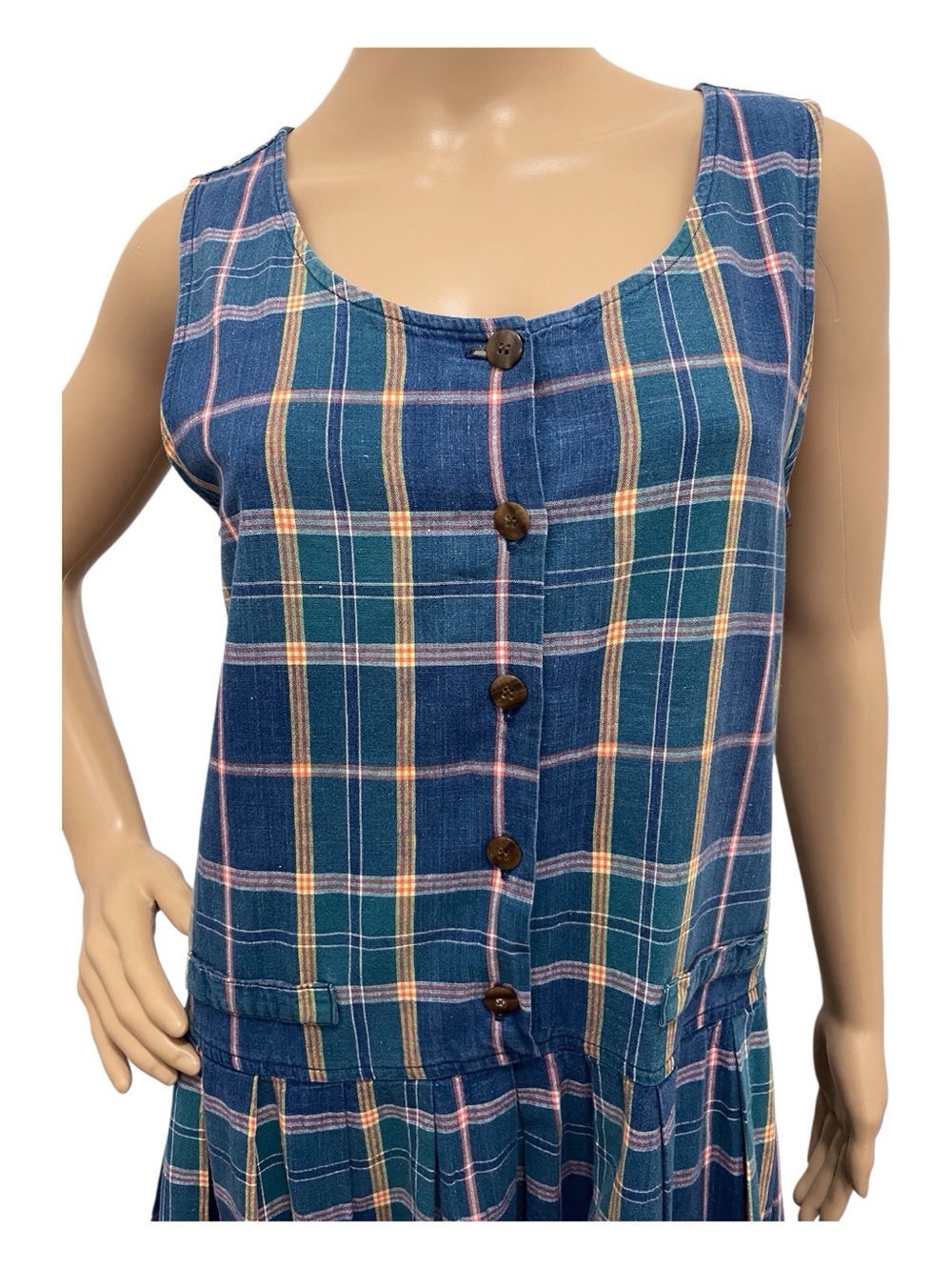 Carrol Reed Plaid Sleeveless Cotton Summer Dress, 10 - Picture 3 of 8